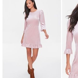 Women’s SZ M FOREVER 21 Pale Lavender VELVET STRETCH 3/4 length Sleeve DRESS